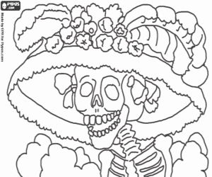 Coloriage Catrina Cr Ne Du Mexique Imprimer